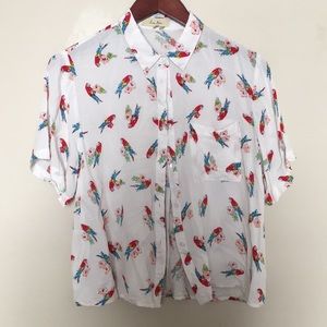 Parrot Print Button Down Shirt